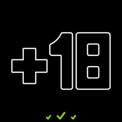 Obraz premium Plus eighteen +18 it is white icon .