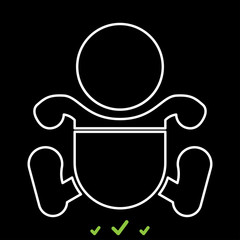 Toddler boy with diapers it is white icon .