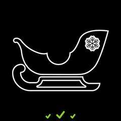 Sleigh santa claus it is white icon .