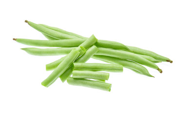 Green beans isolated on white background.