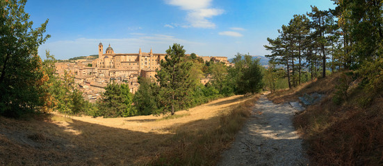 view of medieval castle in Urbino, Marche, Italy.