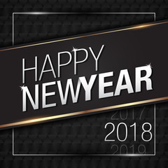 Vector Illustration of Happy New Year 2018 Gold with Black Pattern Colors