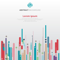 Modern style abstract with composition made of various lines straight rounded shapes in colorful.