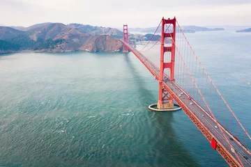 Photo sur Plexiglas Pont du Golden Gate Golden Gate bridge aerial view