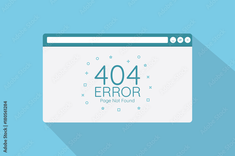 Aufkleber 404 error page in browser screen with flat style concept vector illustration