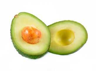 Avocados slices isolated on white background