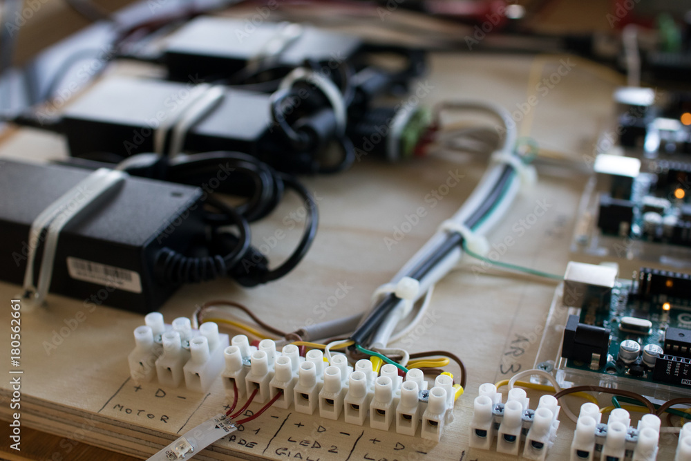 Poster connections of a circuit that manages led strips in an interactive lighting prototype. microcontroll