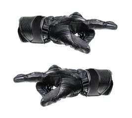  Sport black Moto gloves. Glove points right and left. Two hands in gloves. Isolated on white background © OB production