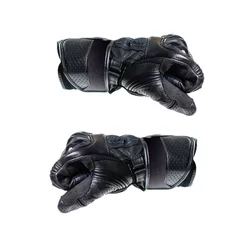 Zelfklevend Fotobehang Sport black Moto gloves. Two fists in gloves. Isolated on white background © OB production