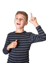 young blonde boy have an idea