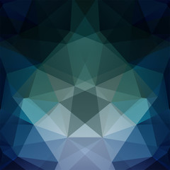 Fototapeta premium Abstract mosaic background. Triangle geometric background. Design elements. Vector illustration. Dark blue, green colors.