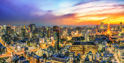 Panorama  scenery of  sunset at Tokyo Tower, Japan