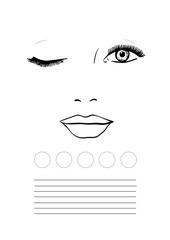 Face chart Makeup Artist Blank. Template.  