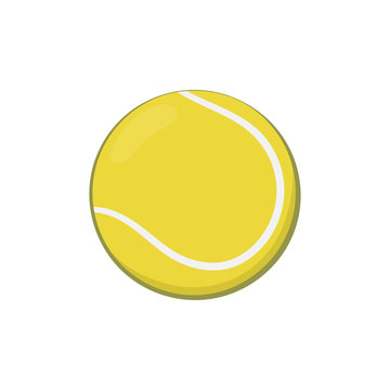 Icon of yellow tennis ball in cartoon style. Isolated object on white background
