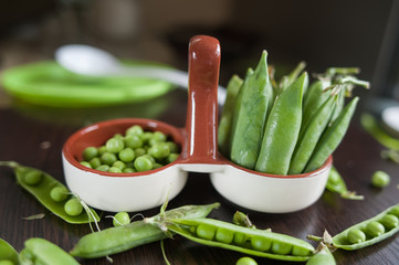 green peas on the table