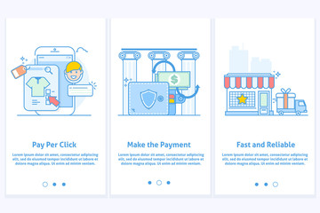 Web icons for e-commerce and Internet banking. Template for mobile app and web site. Modern blue interface UX UI GUI screen templ