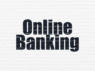 Finance concept: Painted black text Online Banking on White Brick wall background