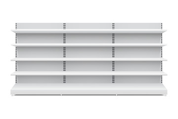 Vector shopping rack, long shelf template, isolated on white