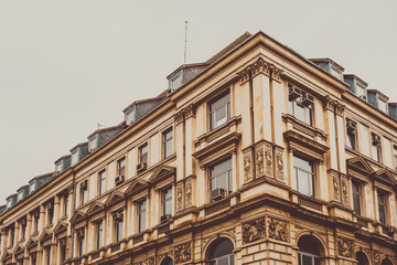 Fototapeta premium vintage colored historical building with stucco