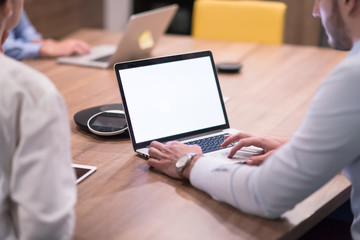 Startup Business Team At A Meeting at modern office building