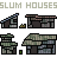 vector pixel art slum house