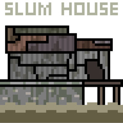 vector pixel art slum house