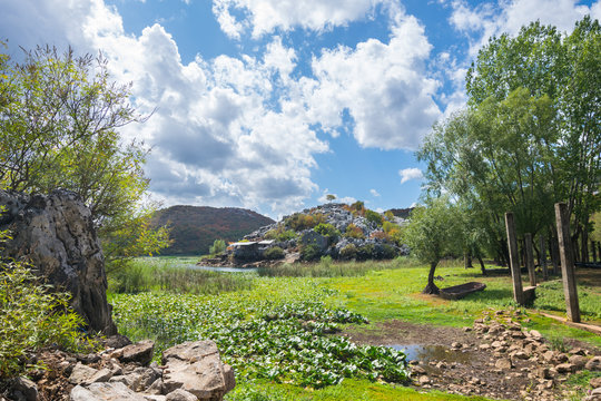 Panoramic view over Crnojevice River, Lake Skader National Park, Balkan Peninsula, Montenegro Europe