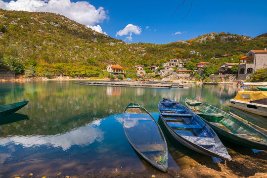 Panoramic view over Crnojevice River, Lake Skader National Park, Balkan Peninsula, Montenegro Europe