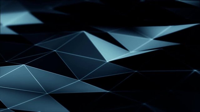 Dark blue polygonal surface waving. Semless loop  Abstract geometrical modern background