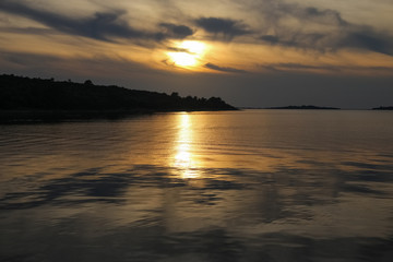 Colorful sunset at sea, beautiful nature landscape
