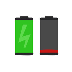 Low battery and full battery. Vector flat illustration