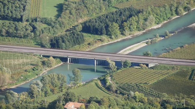 Autostrada del Brennero in Trentino Alto Adige vista aerea