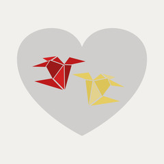 Flying origami paper hummingbirds or colibri isolated on white background, suitable for nature or logo design