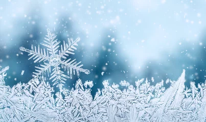 Fotobehang Christmas background - snowflake on window © phive2015