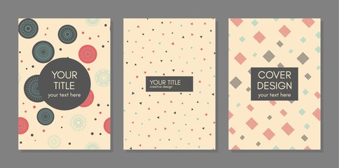 Covers with geometric pattern. Beautiful backgrounds. Applicable for banner, poster, card, invitation, placard, brochure. Vector template. - 180571834