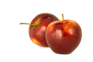 red ripe bright apples on a white isolated background