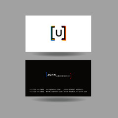 Letter U Logo with Business Card Template Vector.