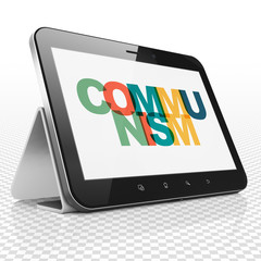 Politics concept: Tablet Computer with Painted multicolor text Communism on display, 3D rendering
