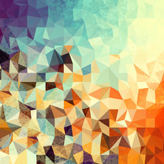 Retro grunge geometric abstract pattern in low poly style.