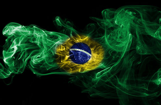 Brazil flag smoke