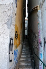 Narrow and colorful street of Lisbon