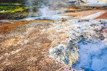 Fumarole field in Namafjall, Iceland.