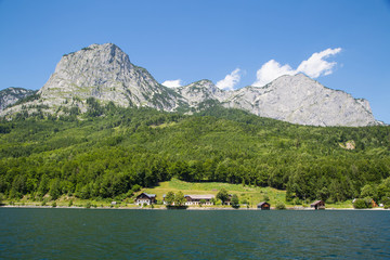 Grundlsee in der Steiermark mit dem markanten Backenstein