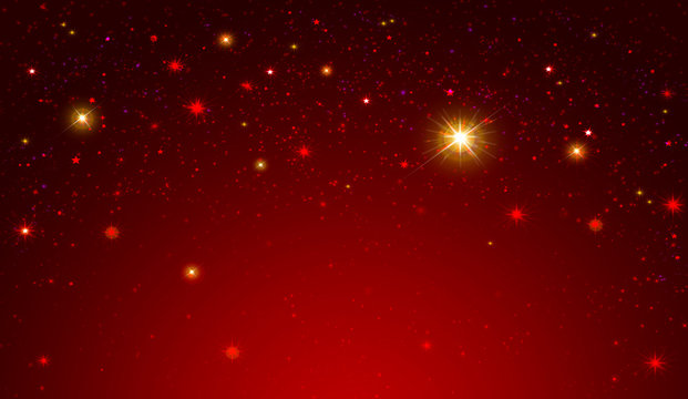 Red Sky With Colorful Stars .