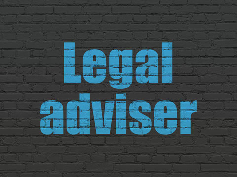 Law concept: Painted blue text Legal Adviser on Black Brick wall background