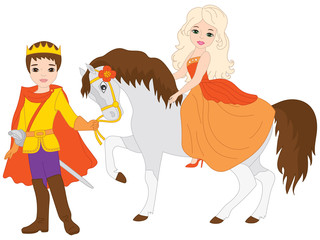 Vector Prince and Beautiful Princess