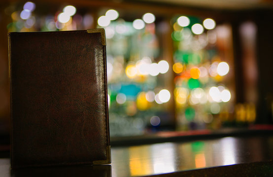 Mock up Menu frame on the blurred background of the bar