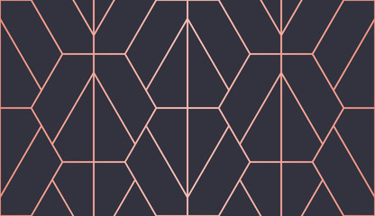 Hexagon Pattern. Endless. Seamless Pattern. Vector Lines. Trendy Copper Look.