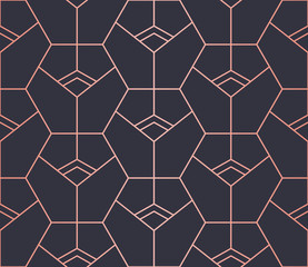 Hexagon Pattern. Endless. Seamless Pattern. Vector Lines. Trendy Copper Look.
