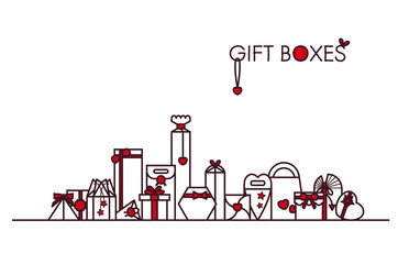 Vector set of different gift boxes. Flat design